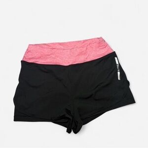 Women's Black and Pink Athletic Shorts